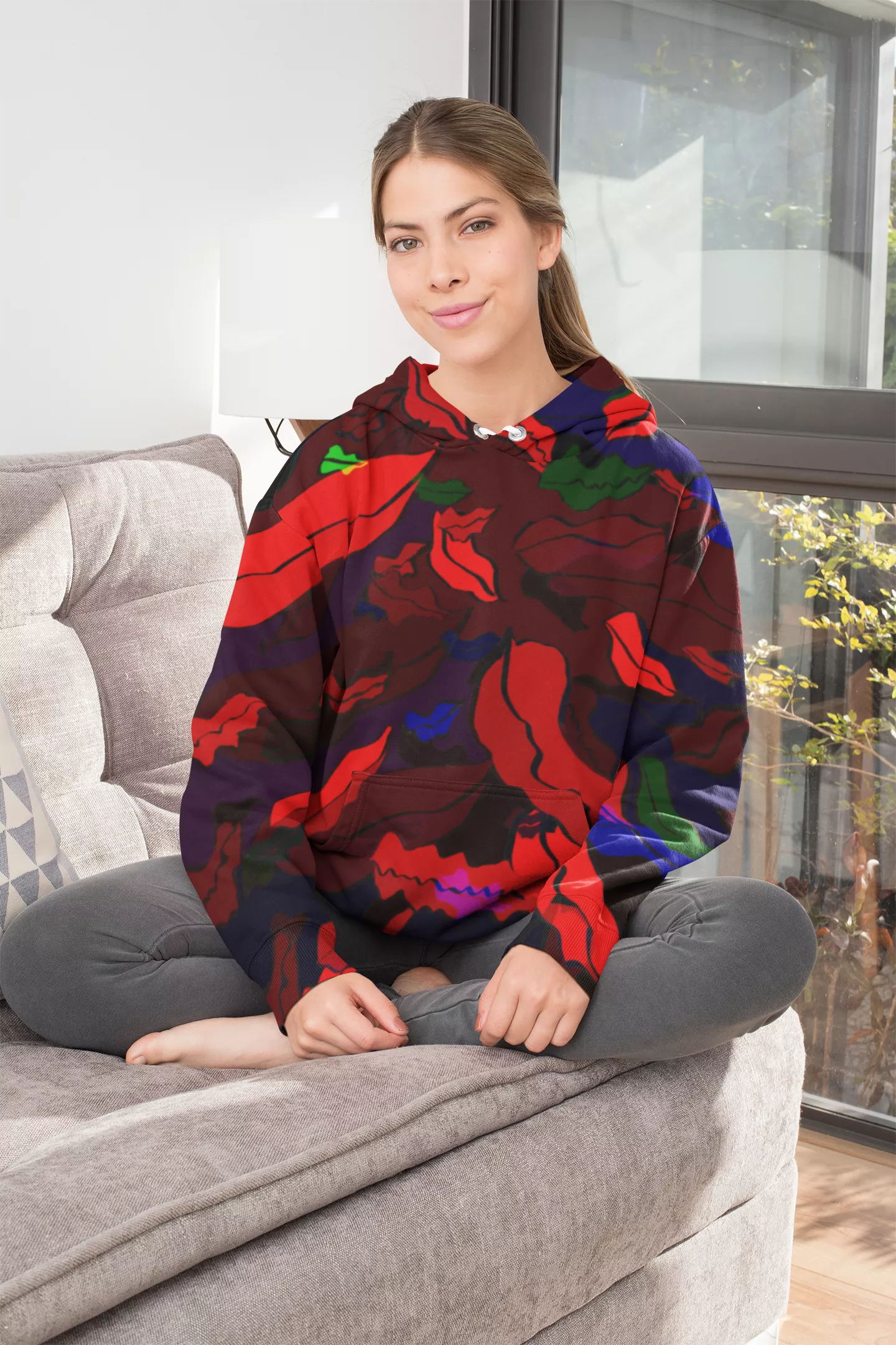 23FT003-1亲吻（红色）运动帽衫  kiss （red ）hoodie
