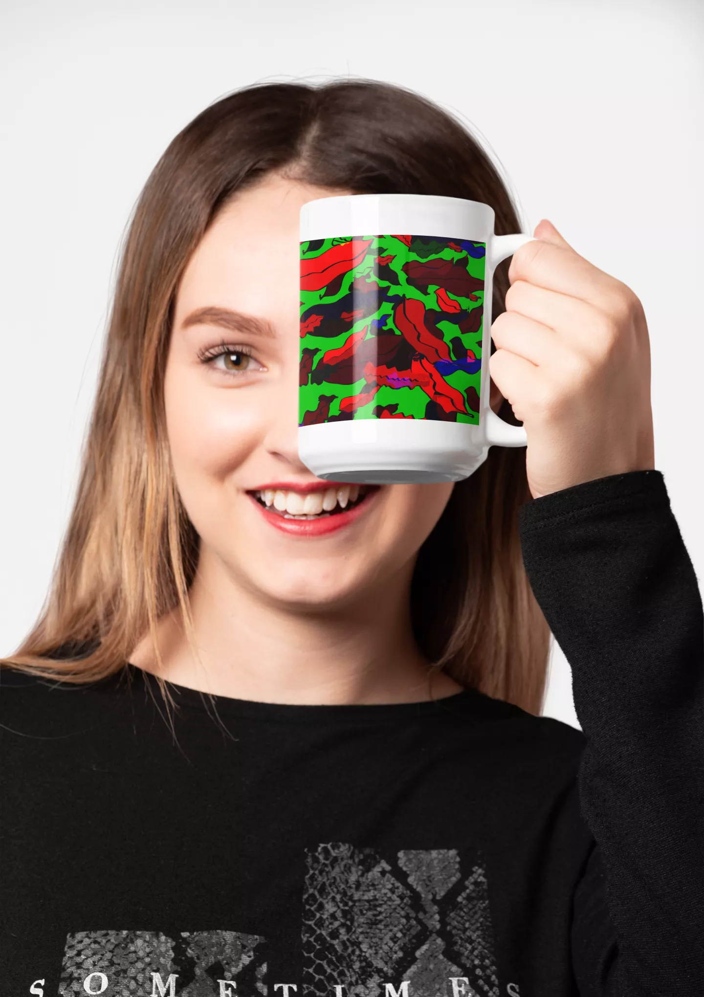 23W004 green lips mug 绿唇水杯