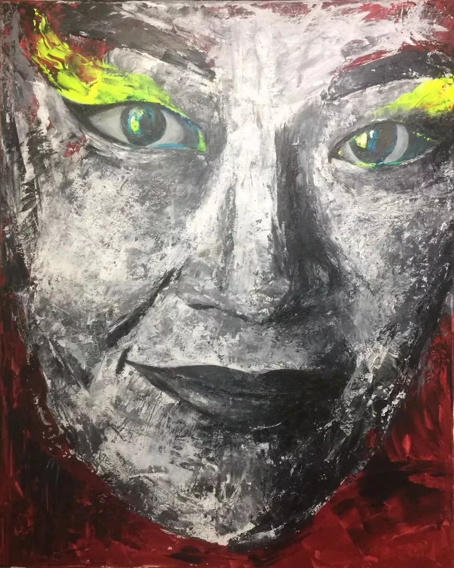 Self portrait 自画像 Acrylic on canvas丙烯  80X100cm
